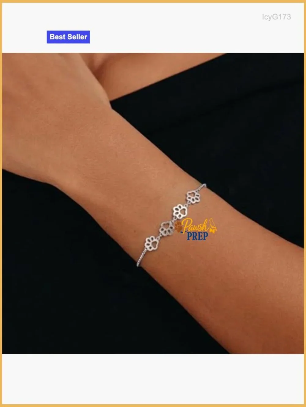 925 Sterling Silver Adjustable Paw Print Charm Bracelet for Pet Lovers